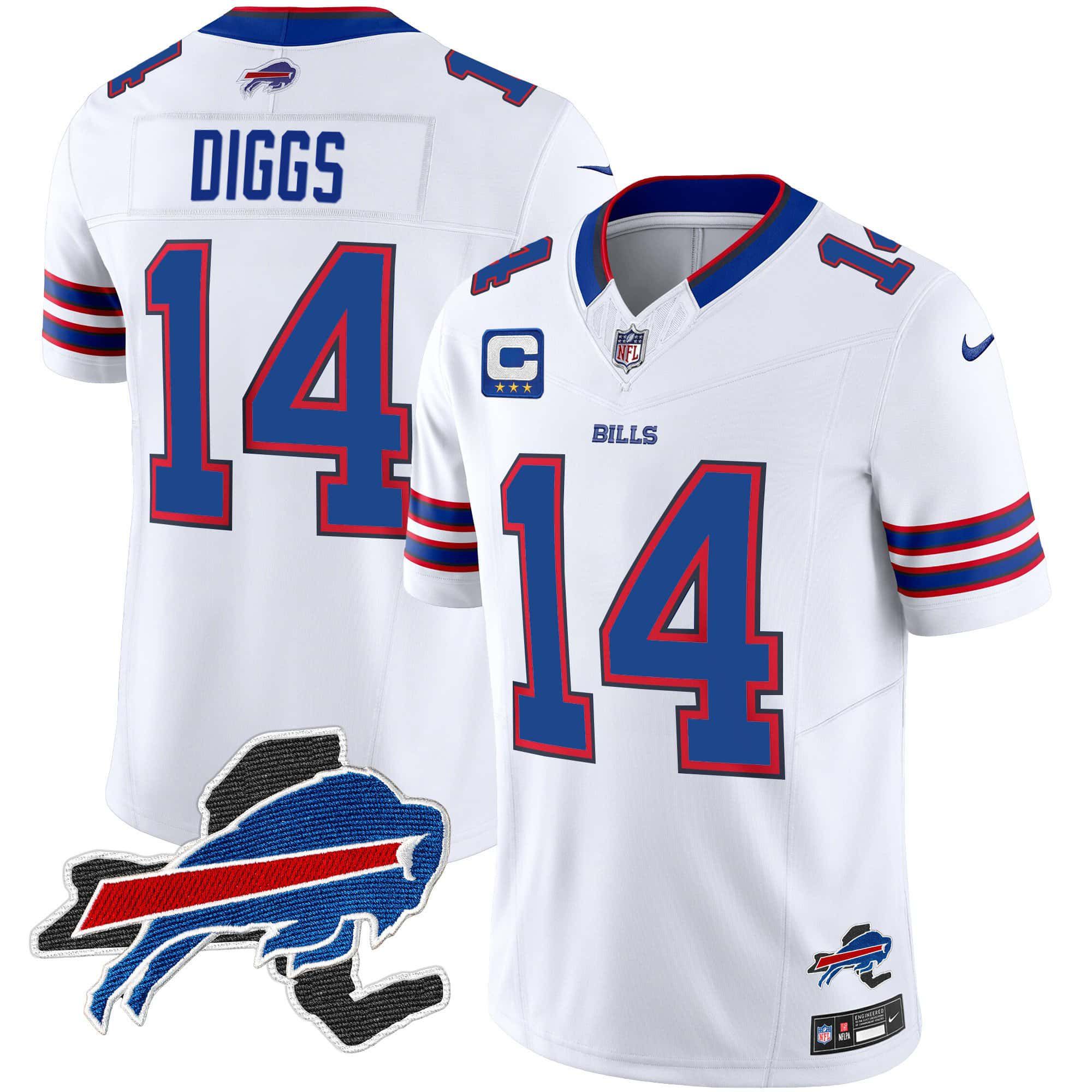 Men Buffalo Bills #14 Diggs White 2024 Nike Patch Vapor Limited NFL Jersey